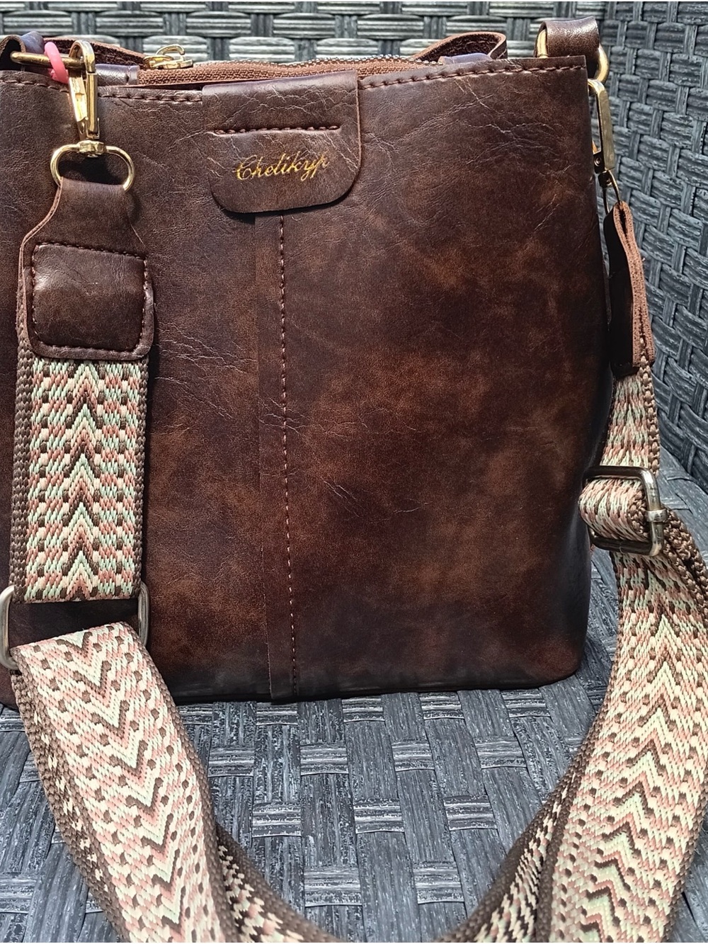 Brown Leather Crossbody Bag for Men